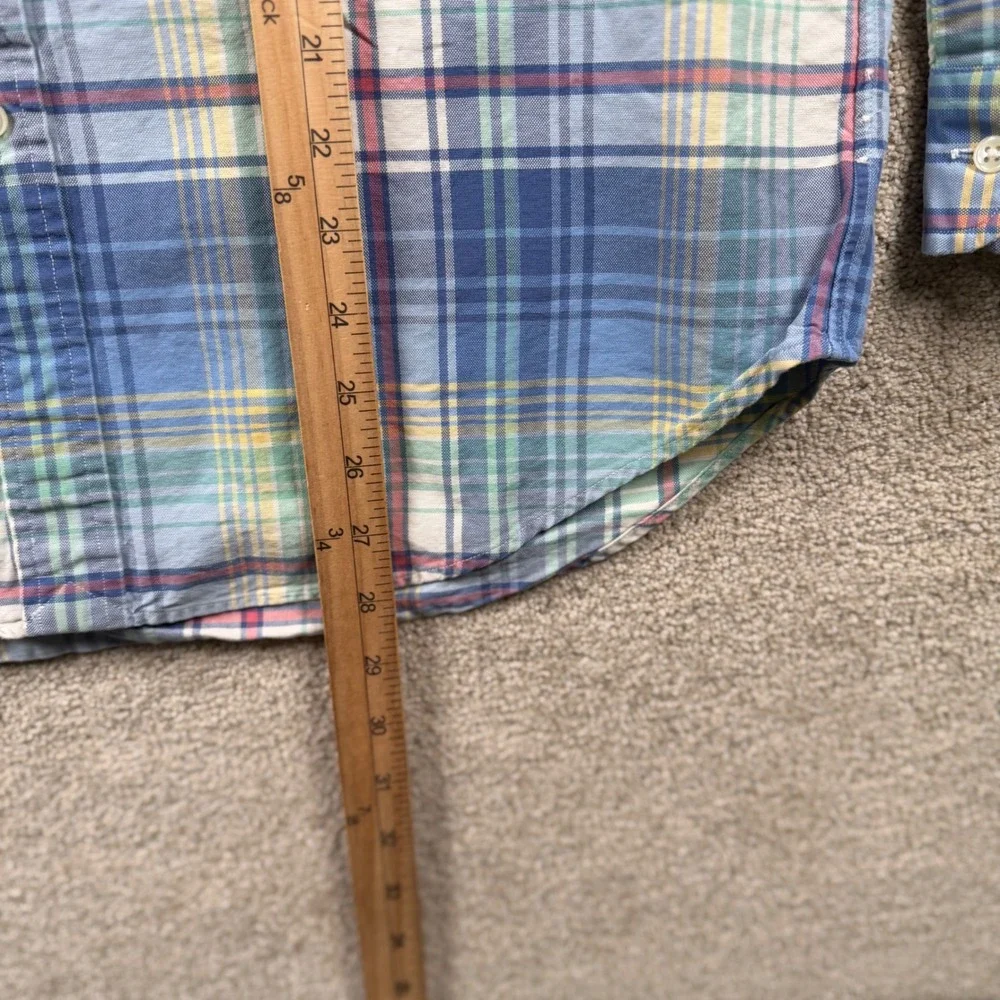 Polo Ralph Lauren Mens Medium Plaid Button Down Shirt Blue Green Oxford 2224